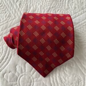 Paul Fredrick Silk Tie Red Blue Basketweave